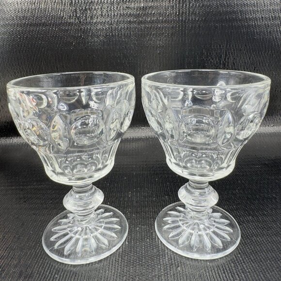 Antique EAPG Duncan Miller Clear Glass Plaza Water Goblets Clear Glasses Set 2 - Picture 11 of 11